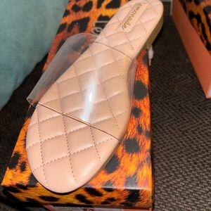 Sam Edelman Nude Quilted Slide Sandals